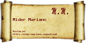 Mider Mariann névjegykártya